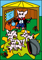 Illustration de la chanson pour enfants Bébé Cochon. La version d'un de nos illustrateurs pour enfants.