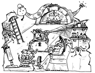 La douceur d'un foyer, la caverne de la sorcire, Un coloriage gratuit extrait du livre pour enfant le rock de la sorcire ralis par ane po 2 banane.