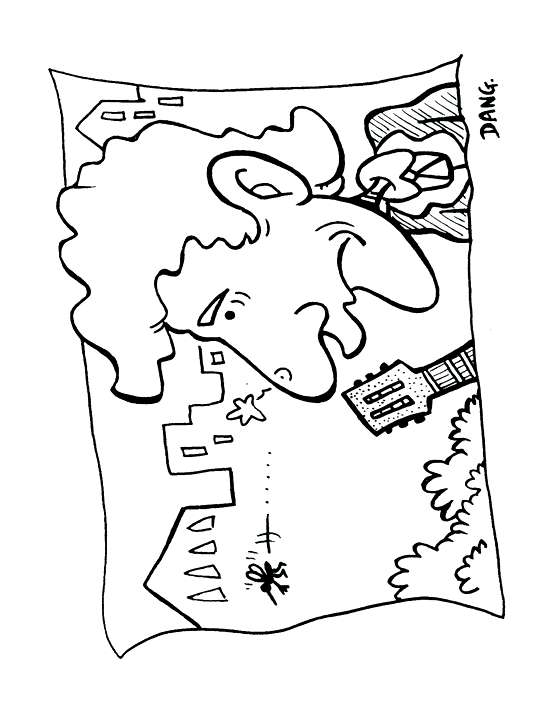 Pour imprimer ce coloriage, cliquer sur le bouton imprimer dans le menu en haut  gauche. Imprimer ce coloriage pour enfants d'un petit moustique qui vient de me piquer le nez. Cette illustration inspirée de la chanson pour enfants petit moustique est dessine par l'illustrateur Dang.