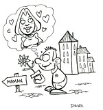 Un enfant offre une fleur à sa maman pour la fête des mères. Ce coloriage inspiré de la chanson pour enfants La Fleur de toutes les Couleurs est dessiné par l'illustrateur de presse Dang, il est offert gratuitement sur coloriages pour enfants.com