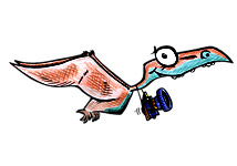 Ptérosys est un ptérodactyl reporter qui fait des reportages photos dans le monde entier. Ptérosys fait partie d'une famille de dinosaures un peu illuminée. Cette super illustration fantastique est dessinée et coloriée par l'illustrateur de presse Dang, elle est offerte gratuitement sur coloriages pour enfants.com.