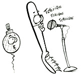 La brosse à dents chante. Coloriages du spectacle pour enfants Swing la Lune. Un coloriage de l'illustrateur enfants Dang.