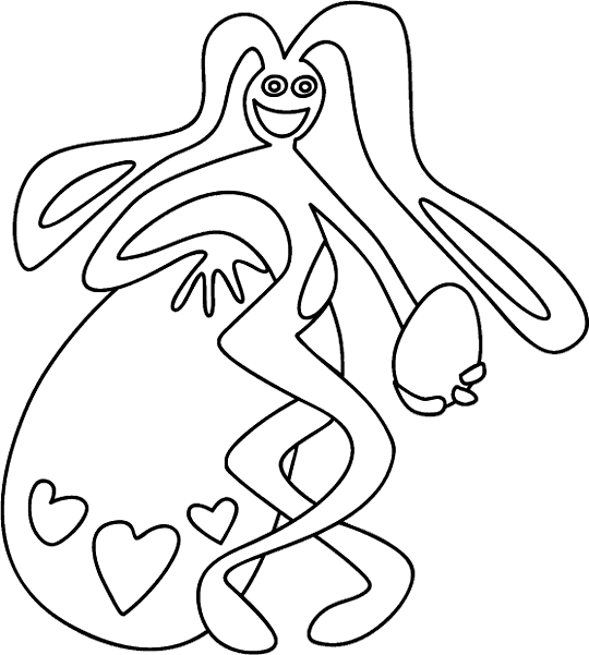 Pour l'impression de ce coloriage, cliquer dans le menu en haut à gauche sur Imprimer. Un lapin de Pâques qui ramasse des oeufs de Pâques, un lapin inspiré du dessin animé pour enfants Promenons-nous dans les bois.