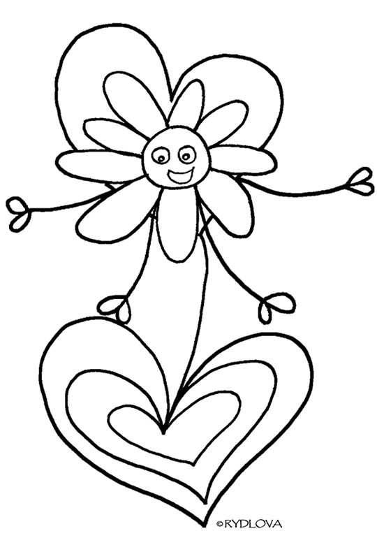 Pour l'impression de ce coloriage, cliquer dans le menu en haut  gauche sur Imprimer. Une fleur pour la fte des mres, une fleur qui pousse dans un cour, une fleur inspire de la chanson pour enfants La fleur de toutes les couleurs.