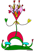 Cette illustration gratuite vous est offerte par Lucie Rydlova, illustratrice pour enfants. Vous pouvez vous inspirer de ce modèle. Avec vos crayons de couleurs ou à la peinture, coloriez ou peignez  cette fleur pour la fête des mères, une fleur qui ressemble à une maman. Une illustration de fleur inspirée de la chanson pour enfants La fleur de toutes les couleurs. Les illustration gratuites de coloriages pour enfants.com.