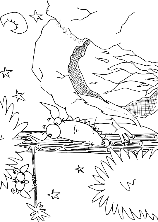 Pour l'impression de ce coloriage, cliquer dans le menu en haut à gauche sur Imprimer. Le loup sympa dans son antre, trois bouts de rocher, j'me cache au fond. Une chouette surveille du haut de son arbre. Ce coloriage gratuit vous est offert par Ane Pô 2 Banane, une illustratrice pour enfants. Avec vos crayons de couleurs, illustrez ce coloriage de la chanson pour enfants le loup sympa.