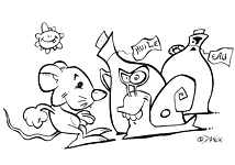 Coloriage de la chanson pour enfants La Souris Verte. Une version d'un de nos illustrateurs pour enfants.