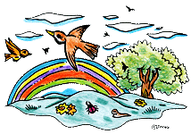 Avec vos crayons de couleurs, coloriez l’arc en ciel qui arrive, les oiseaux qui  chantent de nouveaux, les limaçons, les scarabés qui reviennent. Un coloriage inspiré de la chanson pour enfants de Stéphy l'Orage. Les coloriages gratuits de coloriages pour enfants.com.