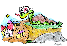 Illustration de la chanson pour enfants Le Serpent. Une version de l'illustrateur pour enfants Dang.
