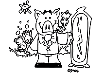 Dang illustrateur. Un bébé cochon en costume qui se fait beau devant son miroir. Découvrez la chanson pour enfants Bébé Cochon. Ce coloriage gratuit vous est offert par Dang, l'illustrateur de presse qui dessine pour les enfants. Avec vos crayons de couleurs ou à la peinture, coloriez ou peignez le coloriage de la chanson pour enfants Bébé Cochon.