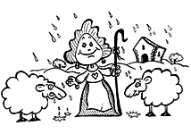 Un coloriage gratuit pour les enfants. Chanson pour enfants Il pleut, il pleut Bergère. Une bergère et ses moutons sous la pluie. C'est une création de notre illustrateur jeunesse Dang. Ce coloriage est offert gratuitement sur coloriages pour enfants.com.