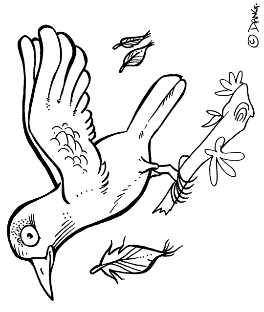 Pour l'impression de ce coloriage, cliquer dans le menu en haut à gauche sur Imprimer. Un oiseau l'alouette. Alouette, je te plumerai. Découvrez la chanson pour enfants Alouette. Ce coloriage gratuit vous est offert par Dang, l'illustrateur de presse qui dessine pour les enfants. Avec vos crayons de couleurs ou à la peinture, coloriez ou peignez le coloriage de la chanson pour enfants Alouette.