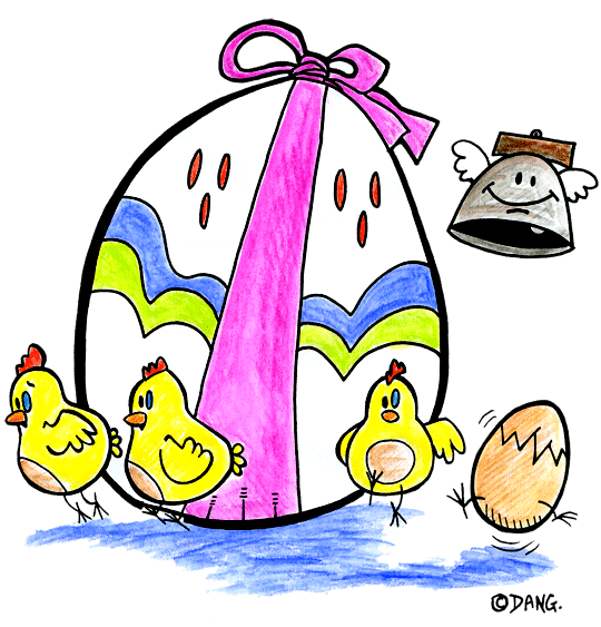 Les poussins de Pâques sortent de l'oeuf. Pour l'impression de ce dessin, cliquer dans le menu en haut à gauche sur Imprimer. Pour Pâques, un dessin gratuit créé par le dessinateur Dang, Les poussins de Pâques sortent de l'oeuf. Vous pouvez vous inspirer de ce modèle. Avec vos crayons de couleurs ou à la peinture, coloriez ou peignez le coloriage qui correspond à ce dessin des poussins de Pâques.