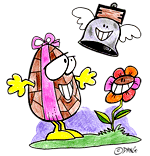 Un oeuf de Pâques, un oeuf en chocolat, un dessin pour Pâques illustré par Dang dessinateur jeunesse.