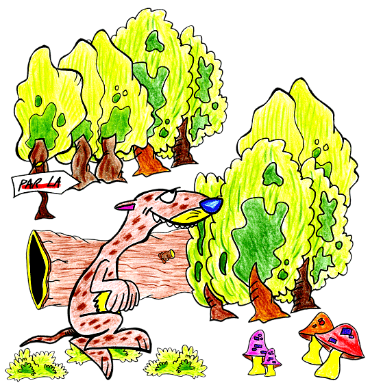 Le dessin Il court, il court le furet. Pour l'impression de ce dessin, cliquer dans le menu en haut à gauche sur Imprimer. Un dessin gratuit créé par le dessinateur Dang, Le furet qui court dans la fort parmi les arbres et les champignons. Vous pouvez vous inspirer de ce modèle, avec vos crayons de couleurs ou à la peinture, coloriez ou peignez le coloriage qui correspond à ce dessin de la chanson Le Furet.