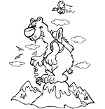 Un coloriage gratuit pour les enfants. Pendant les vacances d'été à la montagne, pour se détendre un peu, un ours randonneur joue au yoyo sous l'oeil amusé d'un canard sauvage. C'est une création de notre illustrateur Dang. Ce coloriage est offert gratuitement sur coloriages pour enfants.com.