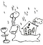 Coloriage de la comptine Petit escargot, une maisonnette sur le dos, un petit escargot sort sa tête car il pleut. Ce coloriage gratuit vous est offert par Dang, l'illustrateur jeunesse qui dessine pour les enfants.