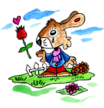 Comptine Mon petit Lapin a bien du chagrin, un lapin bien triste qui ne saute plus dans son petit jardin. Un modèle éventuel pour le coloriage correspondant.