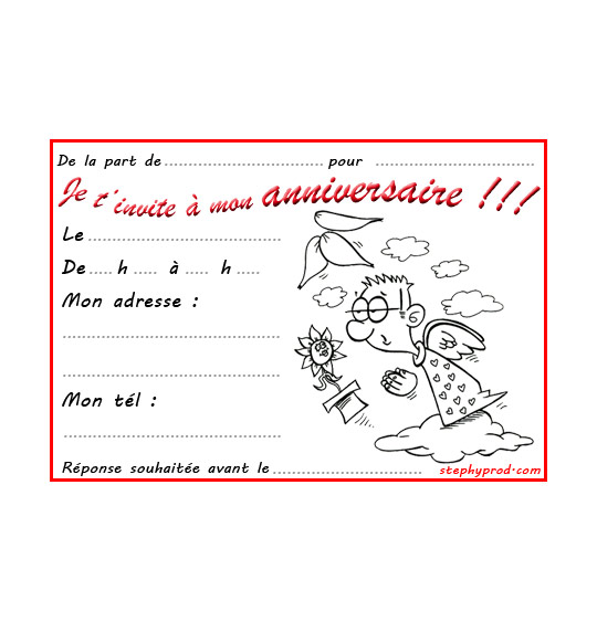 Coloriage Carton invitation anniversaire nature Coloriage Carte