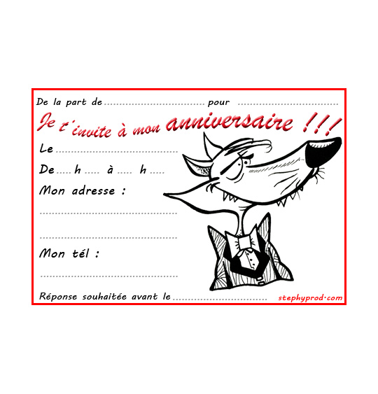 Coloriage Carton Invitation Anniversaire Animaux Coloriage Carte Anniversaire Pour Enfant Le Loup En Costume