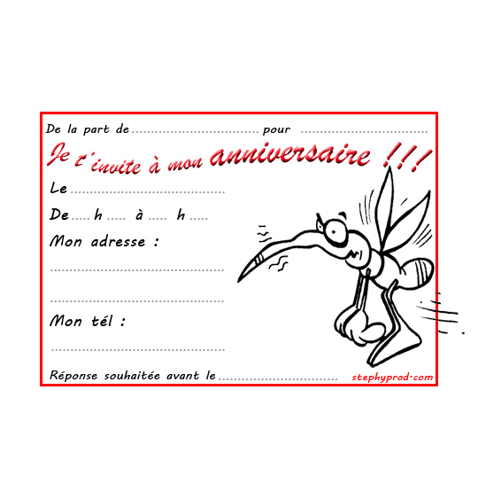 Coloriage pour enfants. Coloriage carte anniversaire pour enfant, petit moustique, thème Anniversaire