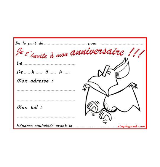 Coloriage pour enfants. Coloriage carte anniversaire pour enfant, une chauve-souris qui danse, thème Chauve-souris