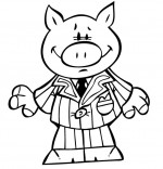 Coloriage Chanson Bébé cochon, bébé cochon en costume