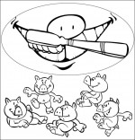 Coloriage Chanson Bébé cochon, la brosse à dents