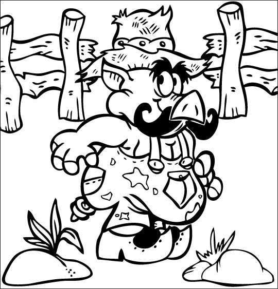 Coloriage pour enfants. Coloriage Bébé cochon, Léon le papa cochon, thème Cochon