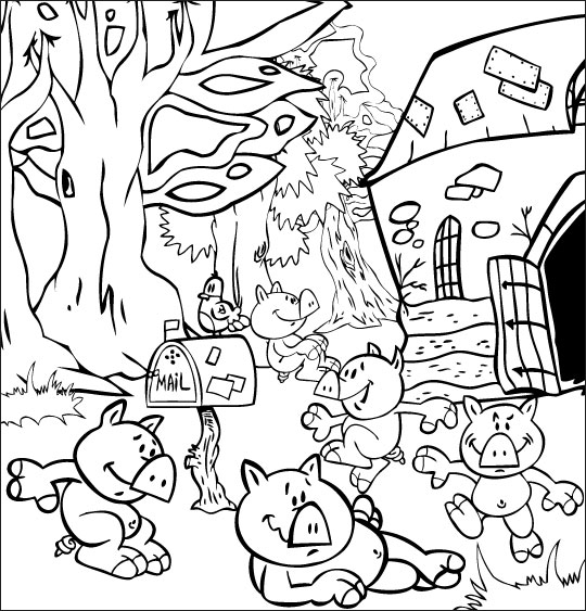 Coloriage pour enfants. Coloriage Bébé cochon, les bébés cochons dans la ferme, thème Cochon