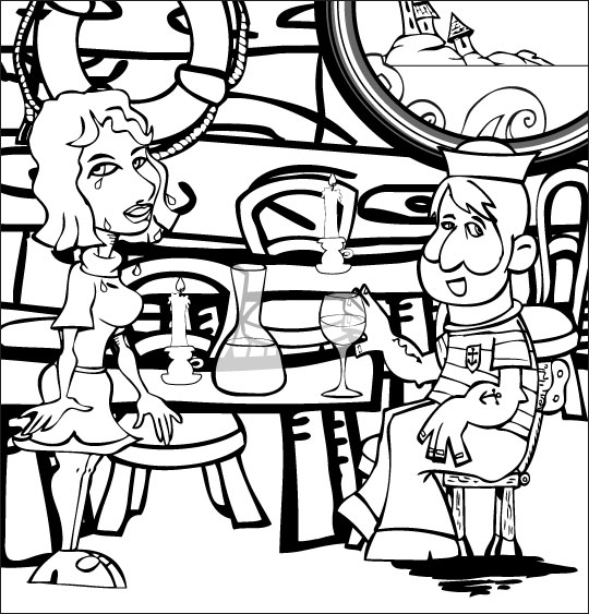 Coloriage pour enfants. Coloriage Brave Marin, pauvre marin boit un verre, thème Hommes