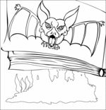 Coloriage Chanson Chauve-souris, une chauve-souris vampire