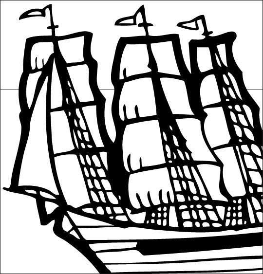 Coloriage pour enfants. Coloriage Le 31 du mois d'août, un navire anglais, thème Bateau