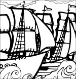 Coloriage Chanson de marins Le 31 du mois d'août, un navire français et un navire anglais