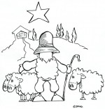Coloriage Chanson de Noël Douce Nuit, le berger rentre ses moutons