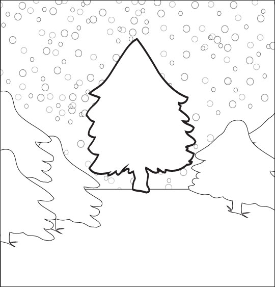 Coloriage pour enfants. Coloriage chanson de Noël Mon beau sapin caché sous la neige, thème Noël