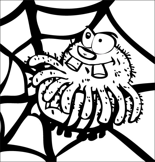 Coloriage pour enfants. Coloriage chanson L'araignée, l'araignée attrape le frelon, thème Insecte