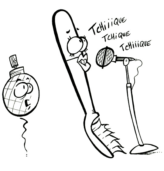 Coloriage pour enfants. Coloriage La Brosse à Dents, la brosse à dents chante, thème Instruments de musique