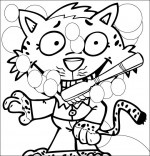 Coloriage Chanson La Brosse à Dents, le tigre se brosse les dents