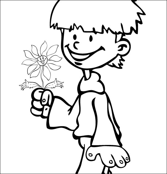 Coloriage pour enfants. Coloriage La Fleur de toutes les Couleurs, je t'offre cette fleur, thème Fleurs