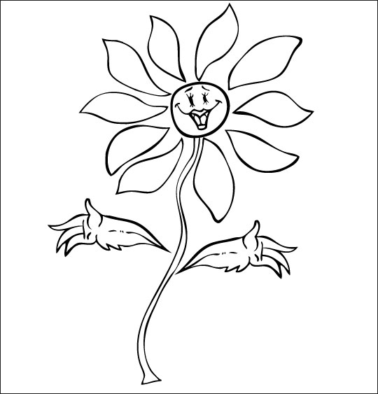 Coloriage pour enfants. Coloriage La Fleur de toutes les Couleurs, la fleur, thème Fleurs