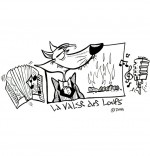 Coloriage Chanson La Valse des Loups, un loup chanteur en costume