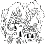 Coloriage Chanson Le furet dans la maison par Dang