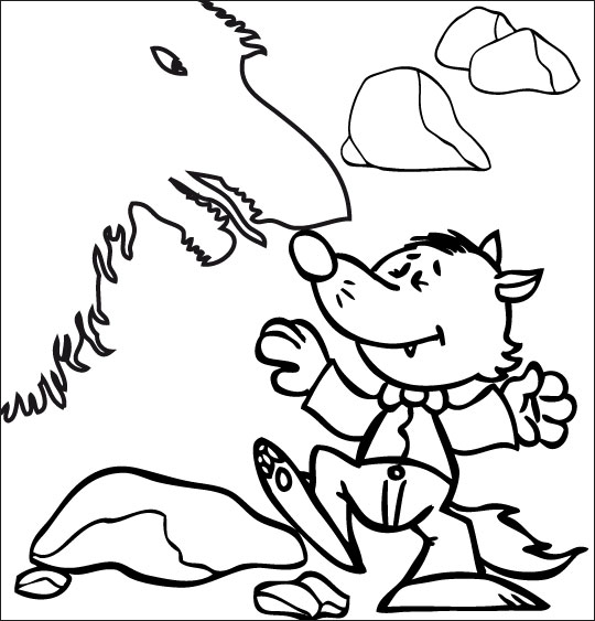 Coloriage pour enfants. Coloriage Le Loup Sympa, petit loup combat la peur, catégorie Chanson pour enfants Le Loup Sympa