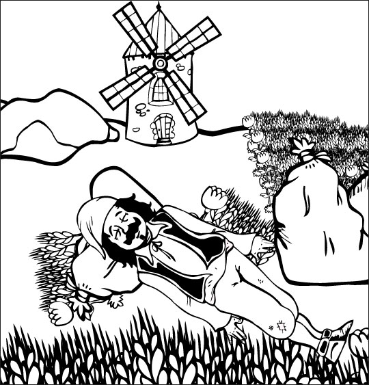 Coloriage pour enfants. Coloriage chanson Meunier tu dors, meunier dort dans le blé, thème Les métiers