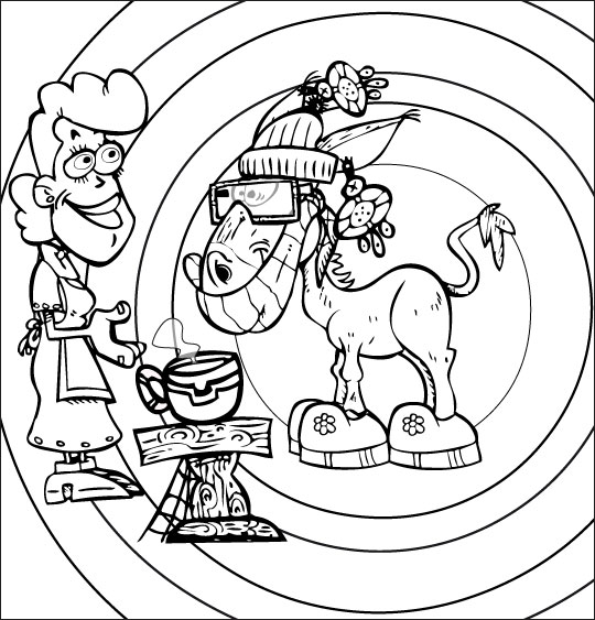 Coloriage pour enfants. Coloriage chanson Mon âne, il aime le chocolat cet âne là, catégorie Chanson pour enfants Mon âne