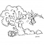 Coloriage Chanson Petit moustique pique l'arbre