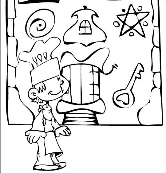 Coloriage pour enfants. Coloriage Au feu les pompiers, le cuisinier qui a mis le feu, catégorie Comptine Au feu les pompiers