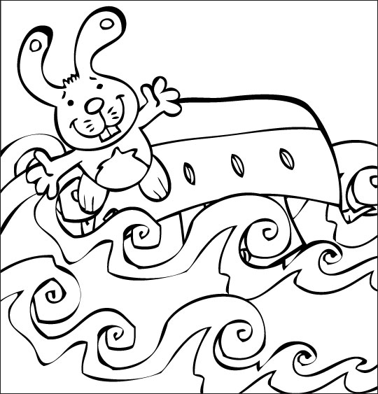 Coloriage pour enfants. Coloriage Bateau, ciseaux, le bateau s'est renversé, thème Eau