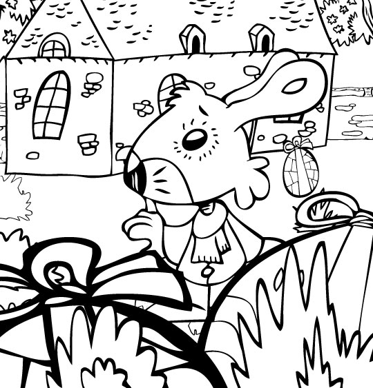 Coloriage pour enfants. Coloriage comptine Boum bing bang, c'est Pâques, un lapin de Pâques se cache, catégorie Comptine Boum bing bang c'est Pâques